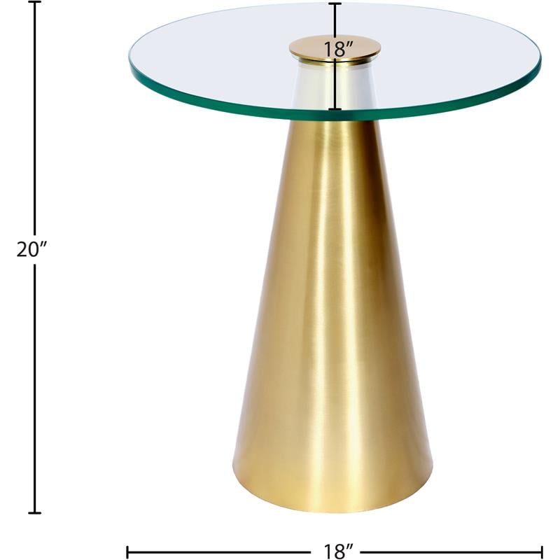 Meridian Furniture Glassimo Glass Top End Table with Brushed Gold Iron Base
