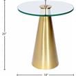Meridian Furniture Glassimo Glass Top End Table with Brushed Gold Iron Base