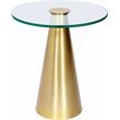 Meridian Furniture Glassimo Glass Top End Table with Brushed Gold Iron Base