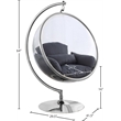 Meridian Furniture Luna Fabric / Metal Acrylic Swing Bubble Accent Chair in Gray