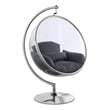 Meridian Furniture Luna Fabric / Metal Acrylic Swing Bubble Accent Chair in Gray
