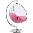 Meridian Furniture Luna Fabric Acrylic Swing Bubble Accent Chair in Pink