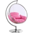 Meridian Furniture Luna Fabric Acrylic Swing Bubble Accent Chair in Pink