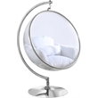 Meridian Furniture Luna Fabric Acrylic Swing Bubble Accent Chair in White
