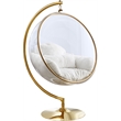 Meridian Furniture Luna White Faux Fur Acrylic and Metal Swing Accent Chair