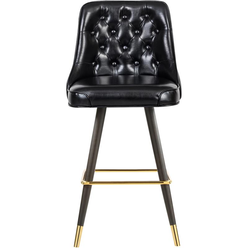 Meridian Furniture Portnoy Soft Black Faux Leather Bar/Counter Stool