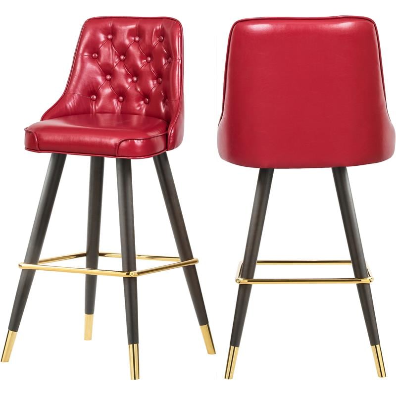 Meridian Furniture Portnoy Soft Red Faux Leather Bar Counter Stool Set   2129667 L 