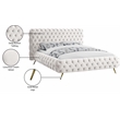 Meridian Furniture Delano Solid Wood Tufted Velvet King Bed in Cream