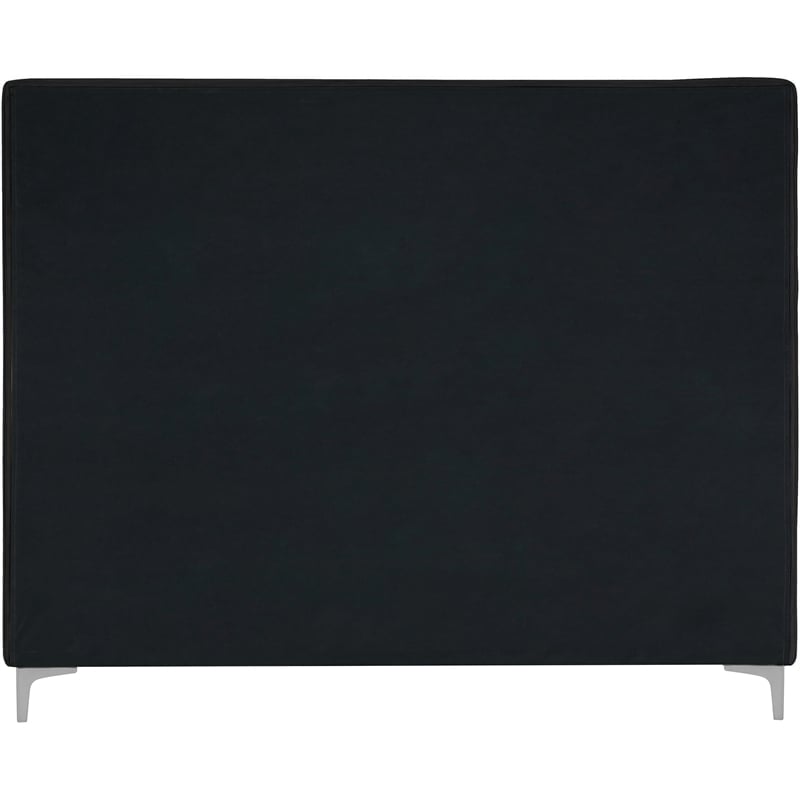 Meridian Furniture Geri Black Velvet Full Bed with Gold and Chrome Legs Included