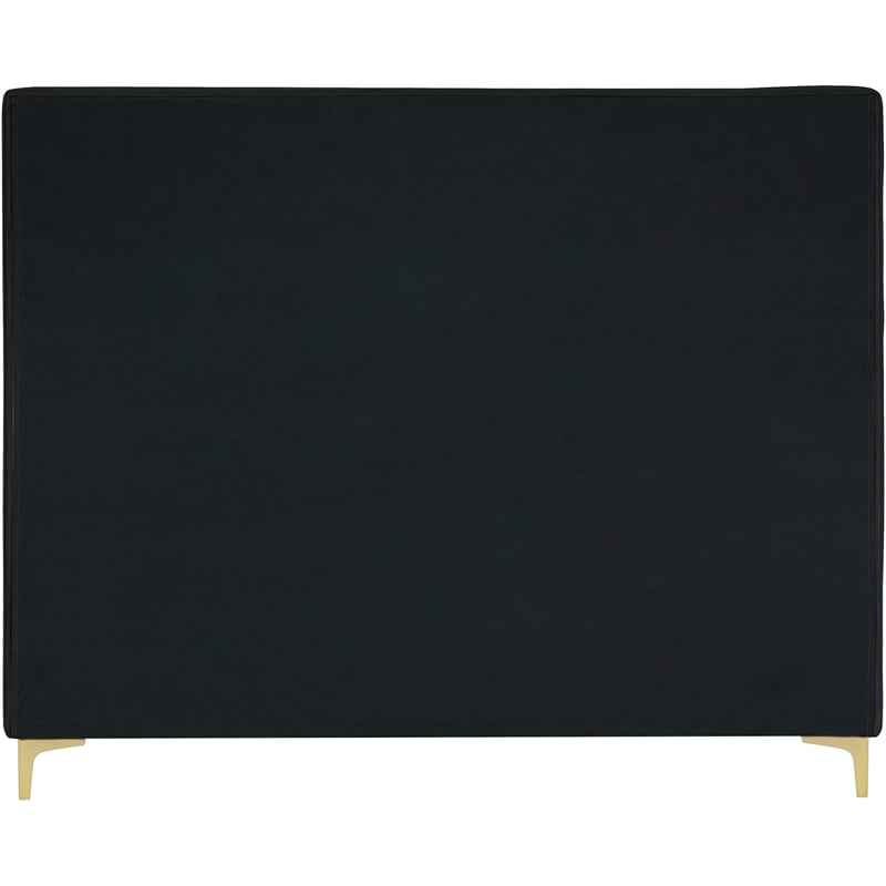 Meridian Furniture Geri Black Velvet Queen Bed with Gold & Chrome Legs Included