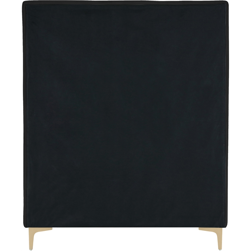 Meridian Furniture Geri Black Velvet Twin Bed with Gold and Chrome Legs Included