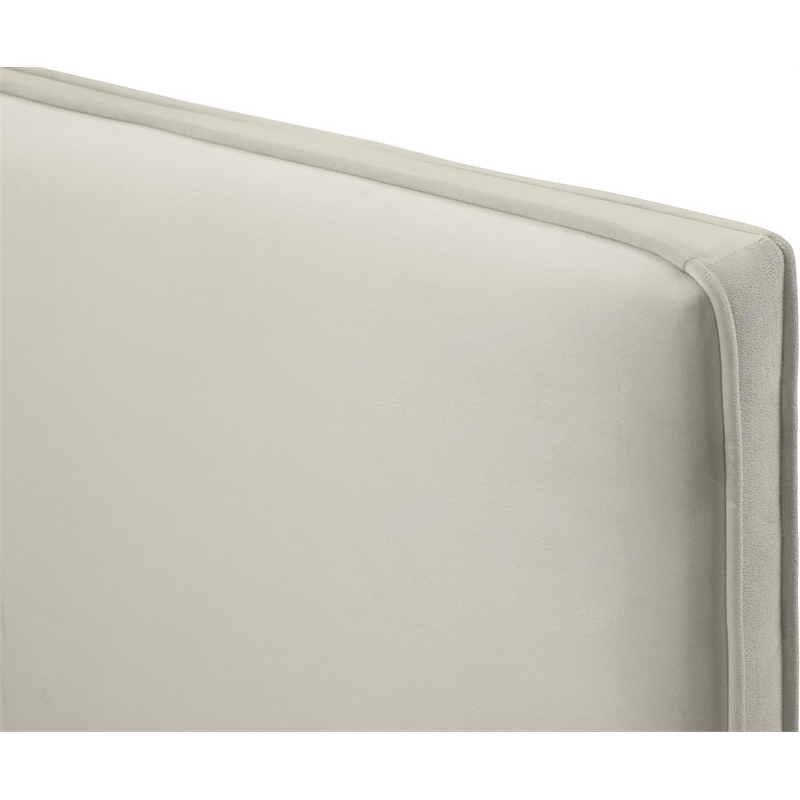 Meridian Furniture Geri Cream Velvet Twin Bed with Gold and Chrome Legs Included