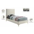 Meridian Furniture Geri Cream Velvet Twin Bed with Gold and Chrome Legs Included