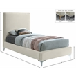 Meridian Furniture Geri Cream Velvet Twin Bed with Gold and Chrome Legs Included