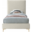 Meridian Furniture Geri Cream Velvet Twin Bed with Gold and Chrome Legs Included