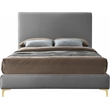 Meridian Furniture Geri Gray Velvet King Bed with Gold and Chrome Legs Included