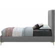 Meridian Furniture Geri Gray Velvet Queen Bed with Gold and Chrome Legs Included