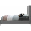 Meridian Furniture Geri Gray Velvet Queen Bed with Gold and Chrome Legs Included