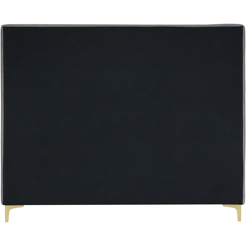 Meridian Furniture Geri Gray Velvet Queen Bed with Gold and Chrome Legs Included