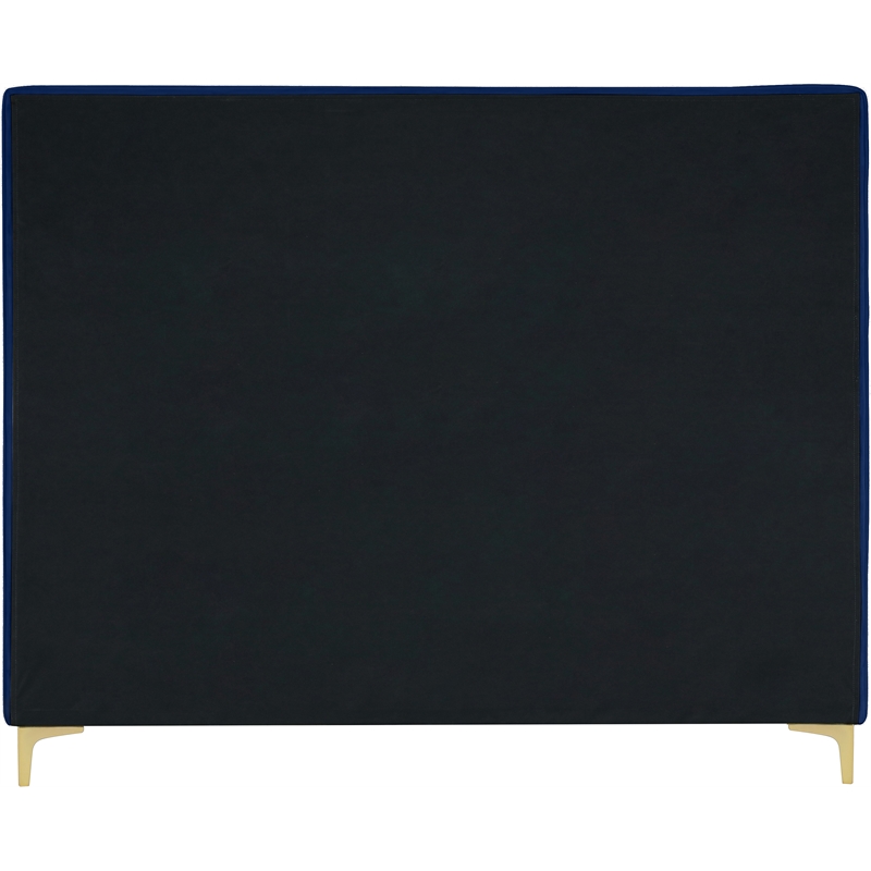 Meridian Furniture Geri Navy Velvet King Bed with Gold and Chrome Legs Included
