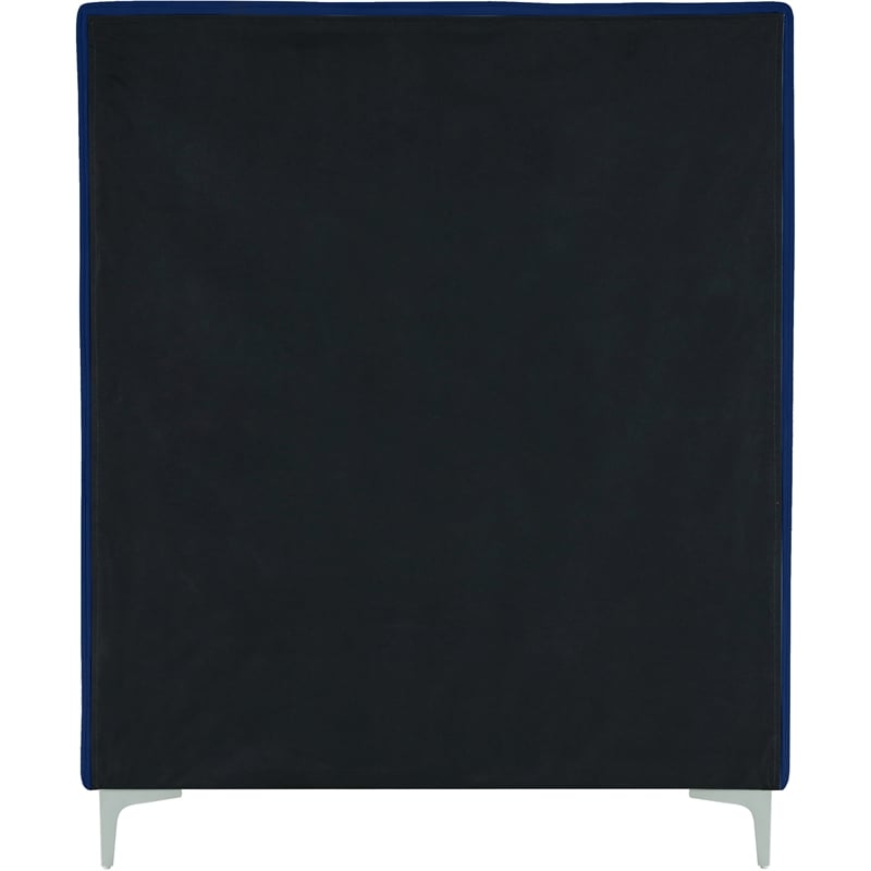 Meridian Furniture Geri Navy Velvet Twin Bed with Gold and Chrome Legs Included