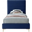 Meridian Furniture Geri Navy Velvet Twin Bed with Gold and Chrome Legs Included