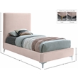Meridian Furniture Geri Pink Velvet Twin Bed withGold and Chrome Legs Included