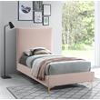 Meridian Furniture Geri Pink Velvet Twin Bed withGold and Chrome Legs Included