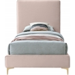 Meridian Furniture Geri Pink Velvet Twin Bed withGold and Chrome Legs Included