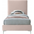 Meridian Furniture Geri Pink Velvet Twin Bed withGold and Chrome Legs Included