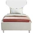 Meridian Furniture Ghost Cream Velvet Twin Bed with Acrylic Headboard and Legs