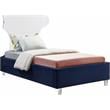 Meridian Furniture Ghost Navy Velvet Twin Bed with Acrylic Headboard and Legs