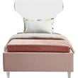 Meridian Furniture Ghost Pink Velvet Twin Bed with Acrylic Headboard and Legs
