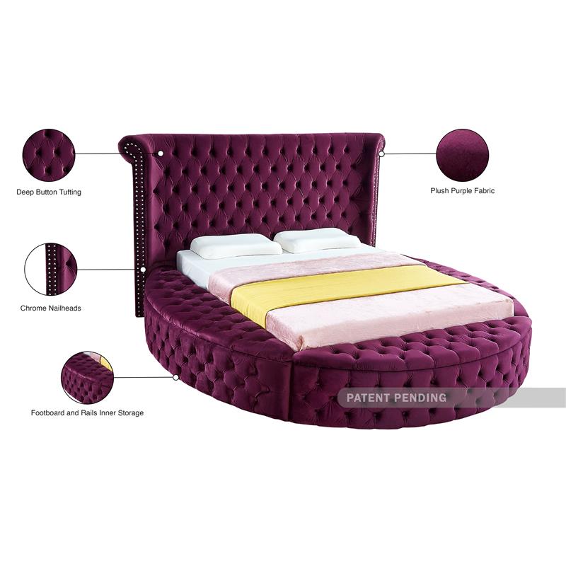 Meridian Furniture Luxus Purple Velvet King Bed