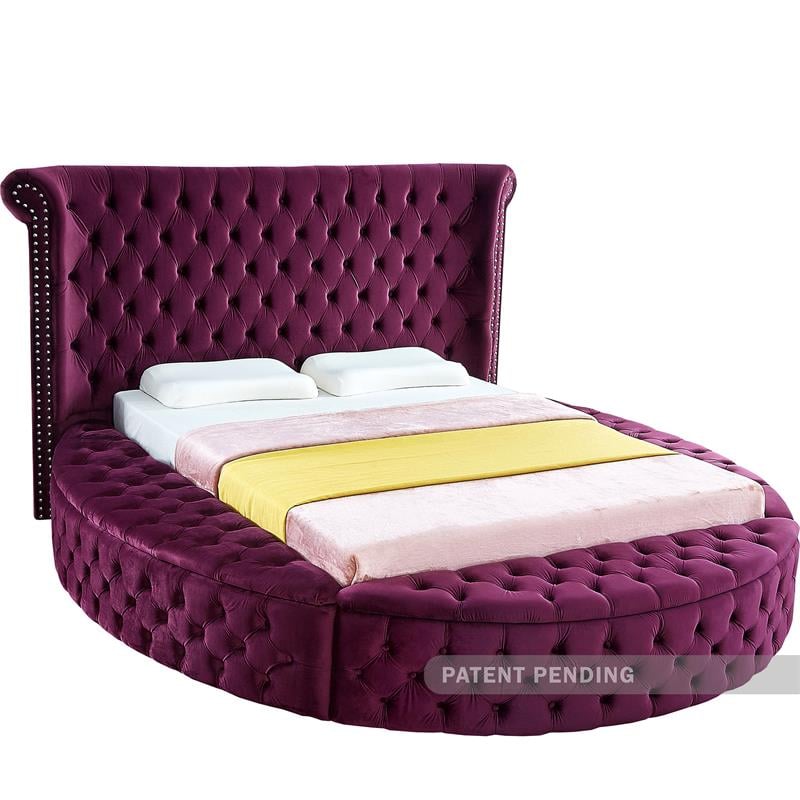 Meridian Furniture Luxus Purple Velvet King Bed
