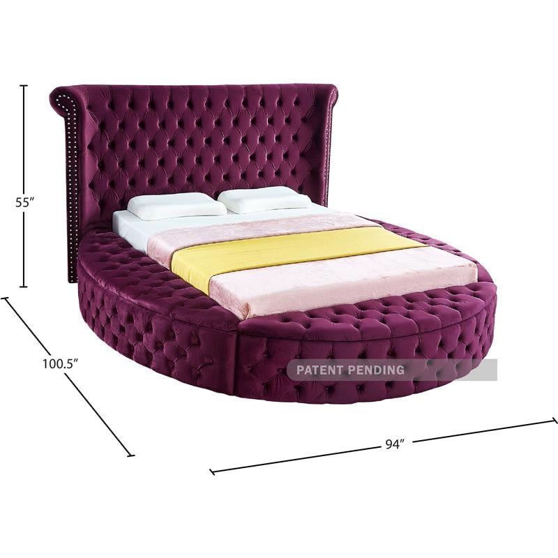 meridian furniture luxus purple velvet queen bed