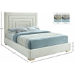 Meridian Furniture Nora Cream Velvet King Bed with Gold/Chrome Legs Included