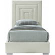 Meridian Furniture Nora Cream Velvet Twin Bed with Gold/Chrome Legs Included