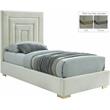 Meridian Furniture Nora Cream Velvet Twin Bed with Gold/Chrome Legs Included