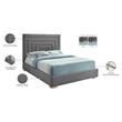 Meridian Furniture Nora Gray Velvet King Bed with Gold/Chrome Legs Included