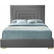 Meridian Furniture Nora Gray Velvet Queen Bed with Gold/Chrome Legs Included