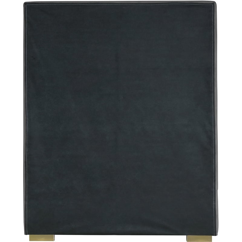 Meridian Furniture Nora Gray Velvet Twin Bed with Gold/Chrome Legs Included