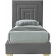 Meridian Furniture Nora Gray Velvet Twin Bed with Gold/Chrome Legs Included