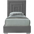 Meridian Furniture Nora Gray Velvet Twin Bed with Gold/Chrome Legs Included