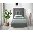 Meridian Furniture Nora Gray Velvet Twin Bed with Gold/Chrome Legs Included