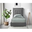 Meridian Furniture Nora Gray Velvet Twin Bed with Gold/Chrome Legs Included