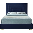 Meridian Furniture Nora Navy Velvet Queen Bed with Gold/Chrome Legs Included