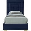 Meridian Furniture Nora Navy Velvet Twin Bed with Gold/Chrome Legs Included