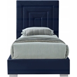 Meridian Furniture Nora Navy Velvet Twin Bed with Gold/Chrome Legs Included