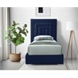 Meridian Furniture Nora Navy Velvet Twin Bed with Gold/Chrome Legs Included